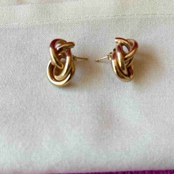 Loopy Gold Knot Earrings - Picture 6 of 16
